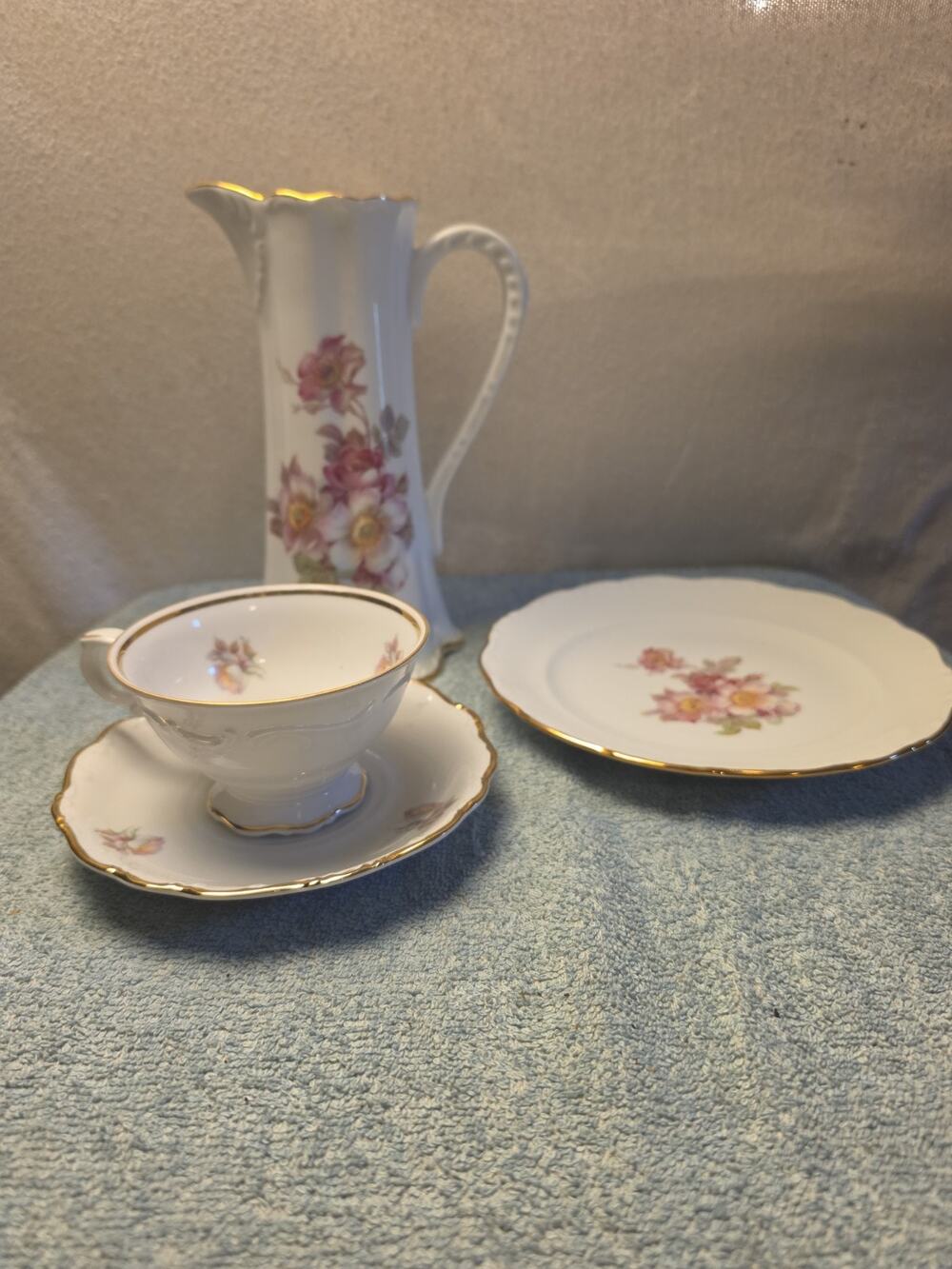 Vintage Schumann Bavaria Briar Rose China Lot Pitcher Teacup Saucer Plate E&R